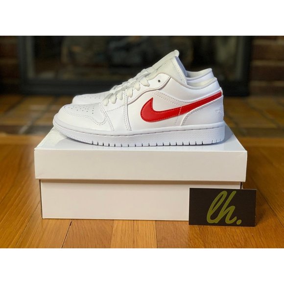 Size 5.5 w Air Jordan 1 Low "White University Red" - Picture 1 of 5